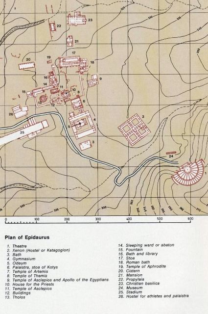 Epidavros - Plan of the sanctuary and theatre 